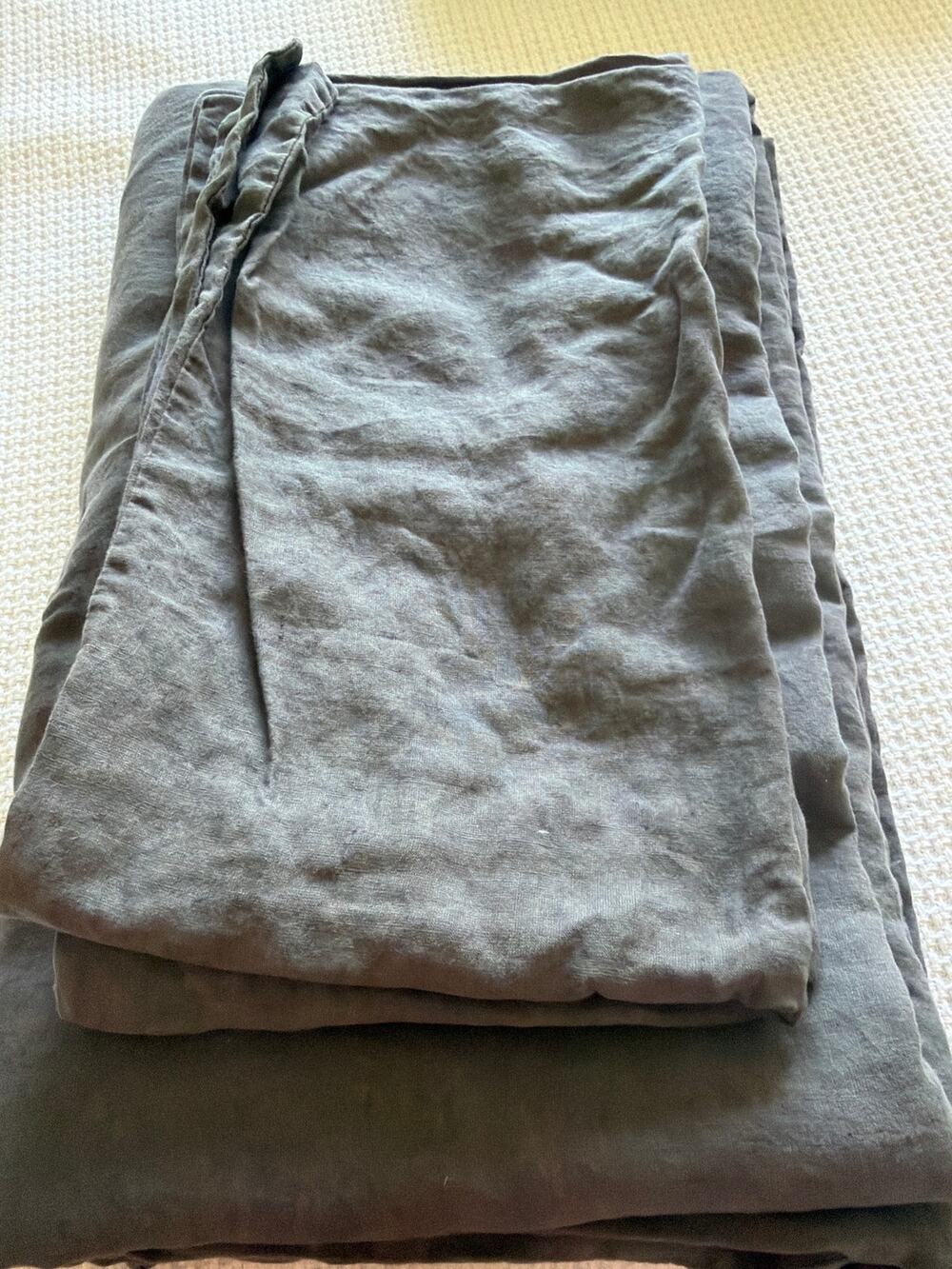 Quince European Linen Duvet Cover Set King/Cal King Blue Nightfall